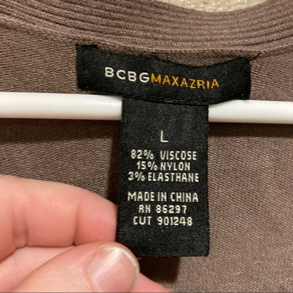 BCBG MaxAzria Knit Body Con Dress - Brown - Large - Twist Detail - Picture 3 of 7